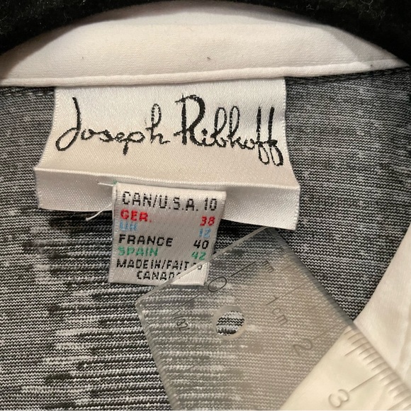 Joseph Ribkoff Full Zip Blazer Jacket Black and White 3/4 Sleeve Size 10 - Picture 6 of 15